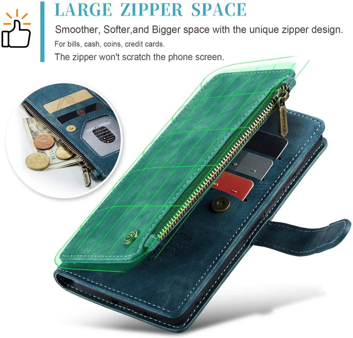 CaseMe C30 Samsung Galaxy S24 Hoesje Pasjeshouder Book Case Blauw afbeelding 5