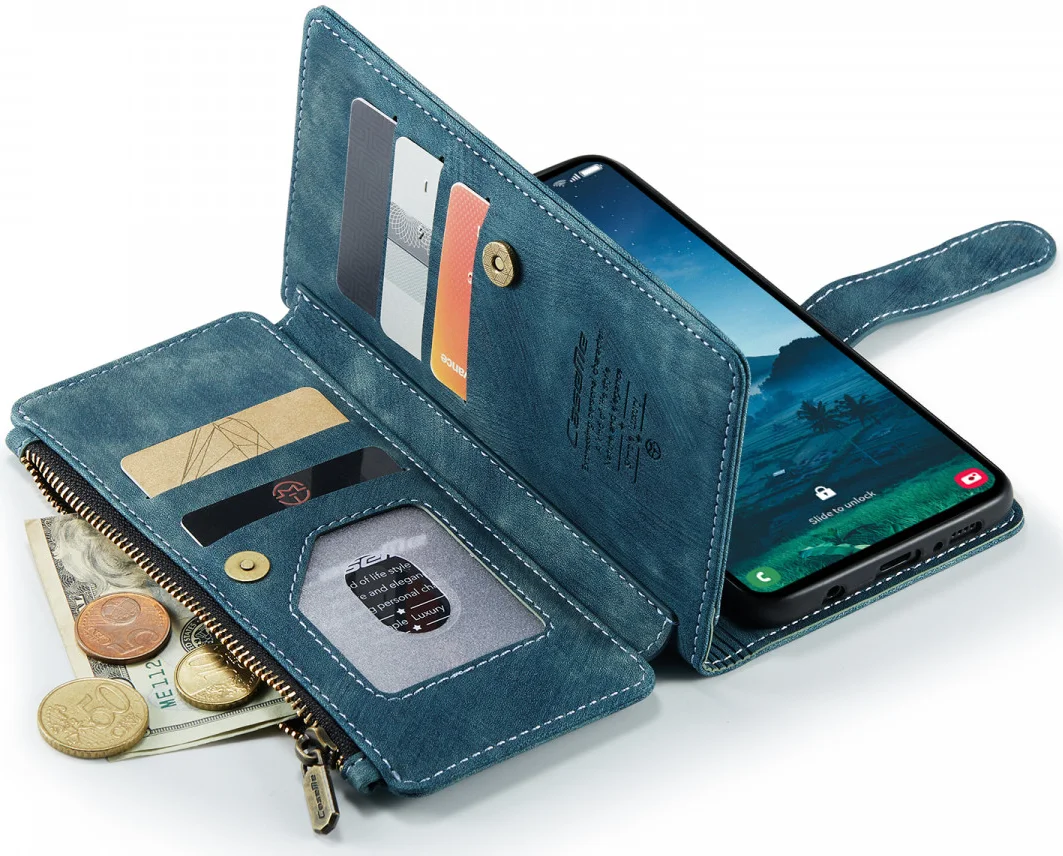 CaseMe C30 Samsung Galaxy S24 Hoesje Pasjeshouder Book Case Blauw afbeelding 9