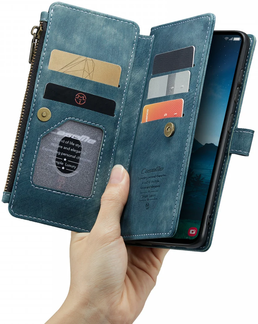 CaseMe C30 Samsung Galaxy S24 Hoesje Pasjeshouder Book Case Blauw afbeelding 11