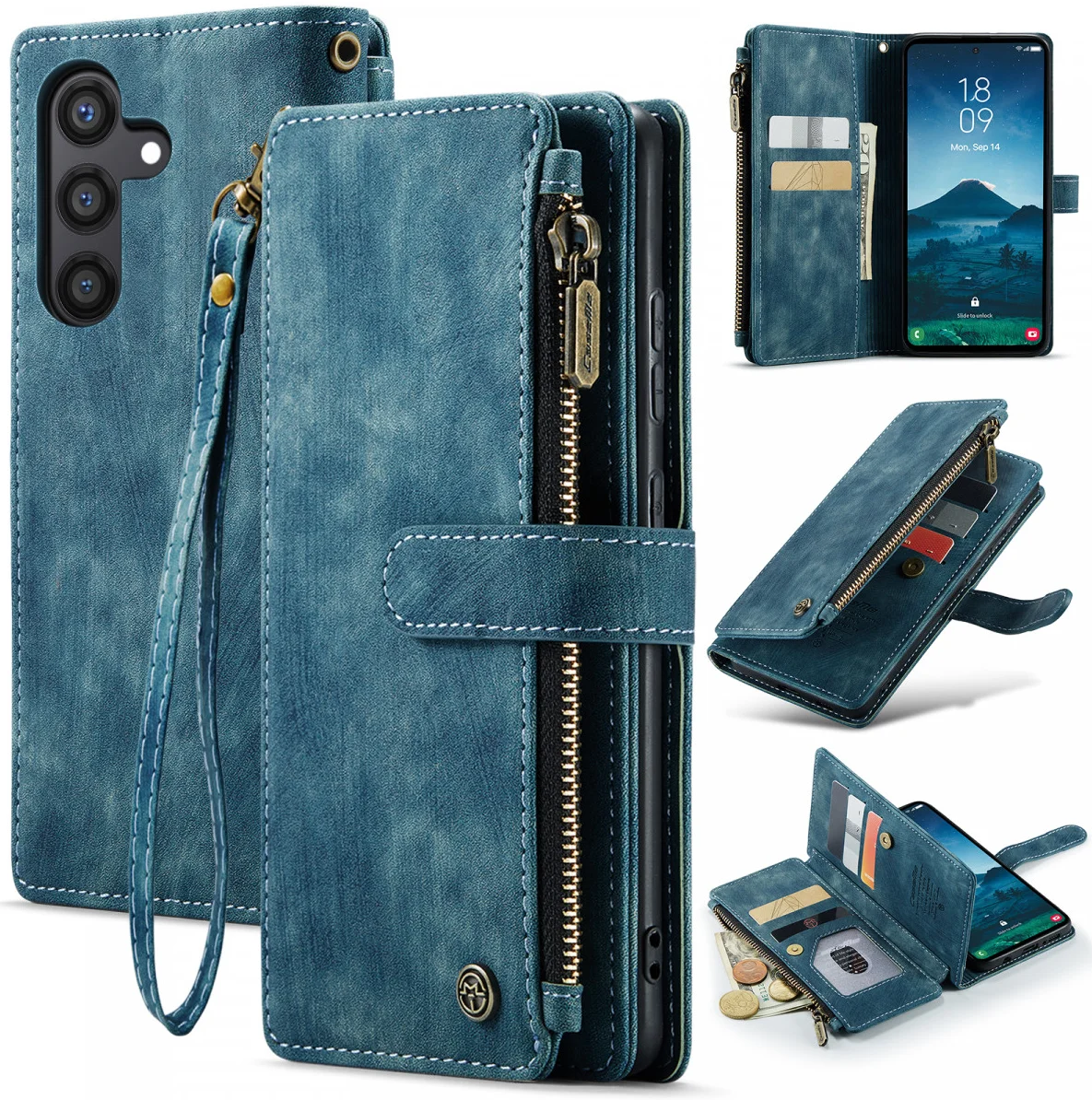 CaseMe C30 Samsung Galaxy S24 Hoesje Pasjeshouder Book Case Blauw afbeelding 13