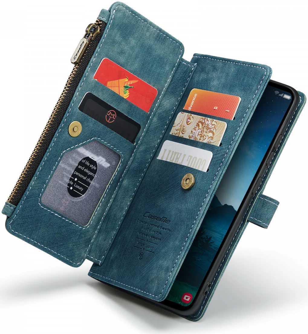 CaseMe C30 Samsung Galaxy S24 Hoesje Pasjeshouder Book Case Blauw afbeelding 14