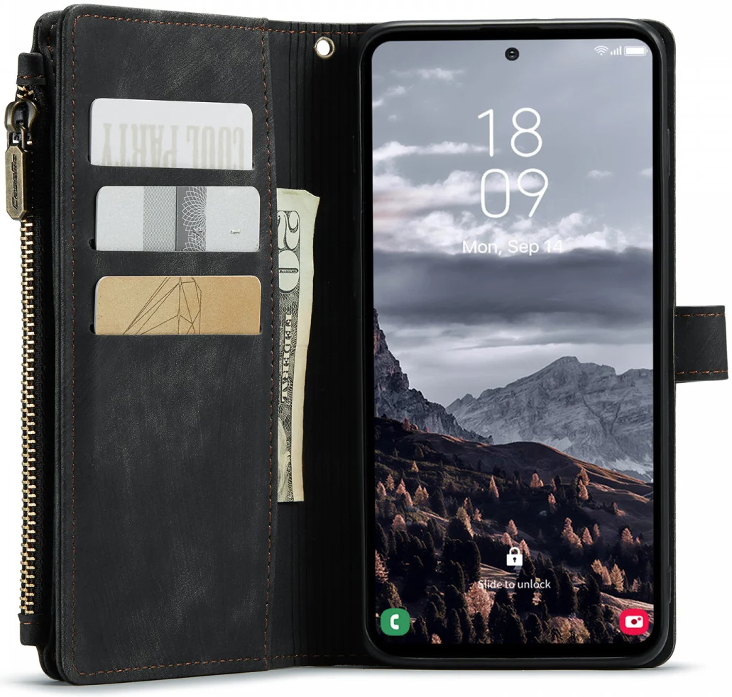 CaseMe C30 Samsung Galaxy S24 Plus Hoesje Pasjeshouder Book Case Zwart afbeelding 2