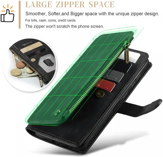 CaseMe C30 Samsung Galaxy S24 Plus Hoesje Pasjeshouder Book Case Zwart afbeelding 6