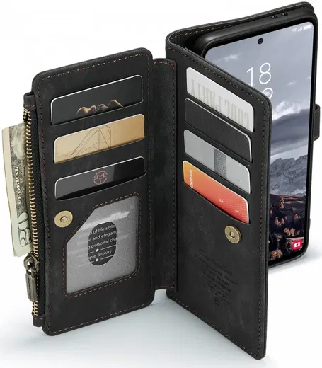 CaseMe C30 Samsung Galaxy S24 Plus Hoesje Pasjeshouder Book Case Zwart afbeelding 9