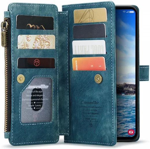 CaseMe C30 Samsung Galaxy S24 Plus Hoesje Pasjeshouder Book Case Blauw afbeelding 1