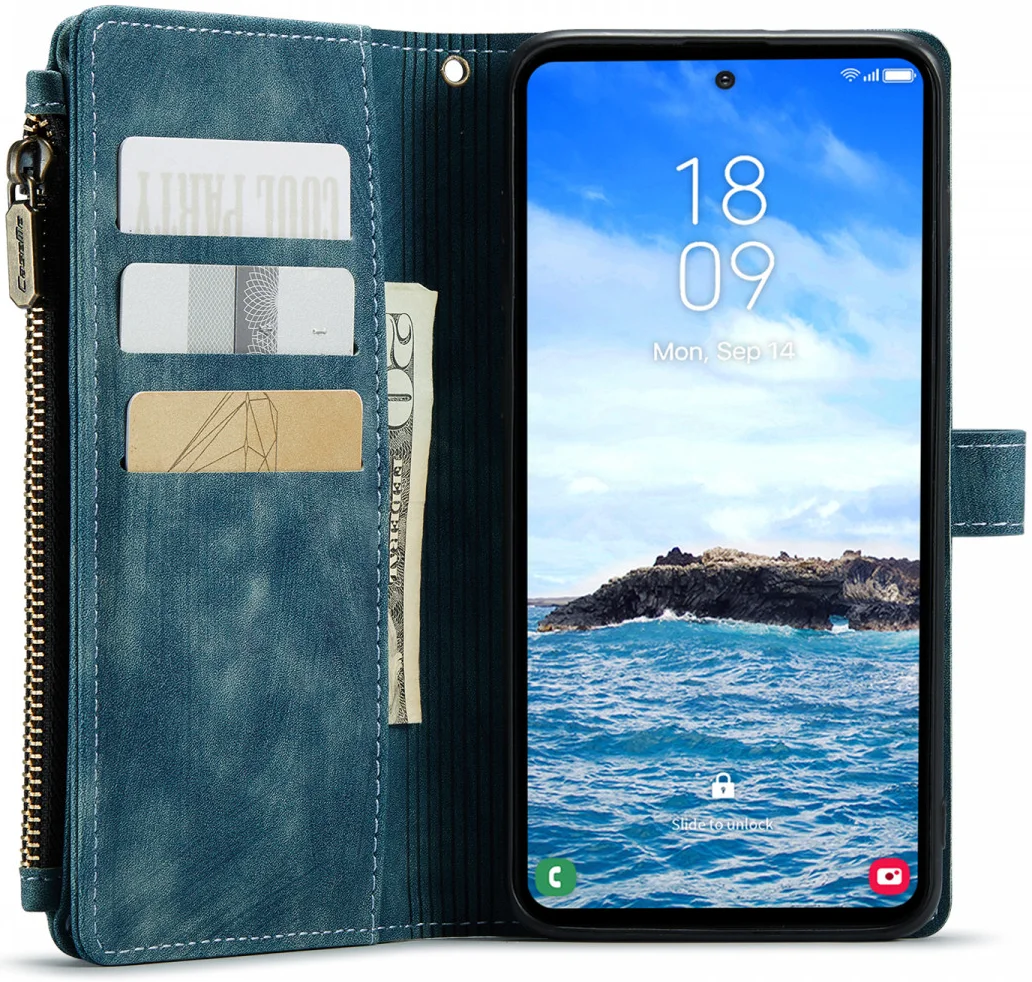CaseMe C30 Samsung Galaxy S24 Plus Hoesje Pasjeshouder Book Case Blauw afbeelding 2
