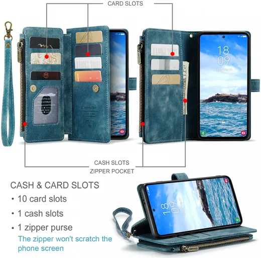 CaseMe C30 Samsung Galaxy S24 Plus Hoesje Pasjeshouder Book Case Blauw afbeelding 4