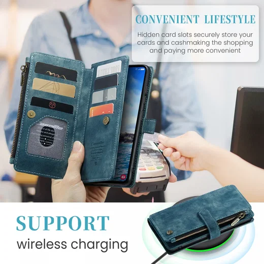 CaseMe C30 Samsung Galaxy S24 Plus Hoesje Pasjeshouder Book Case Blauw afbeelding 5