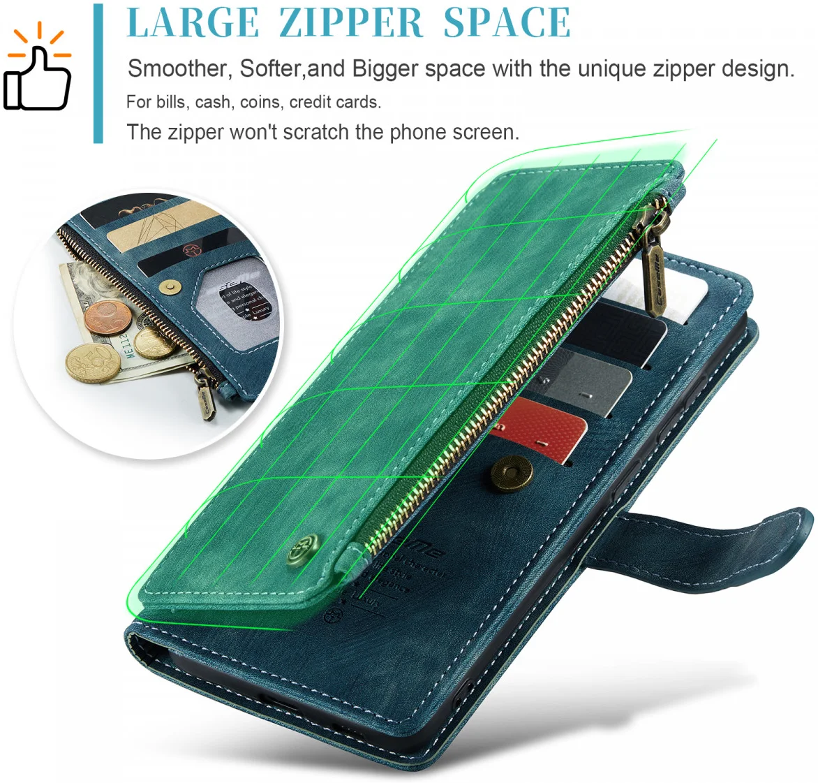 CaseMe C30 Samsung Galaxy S24 Plus Hoesje Pasjeshouder Book Case Blauw afbeelding 6