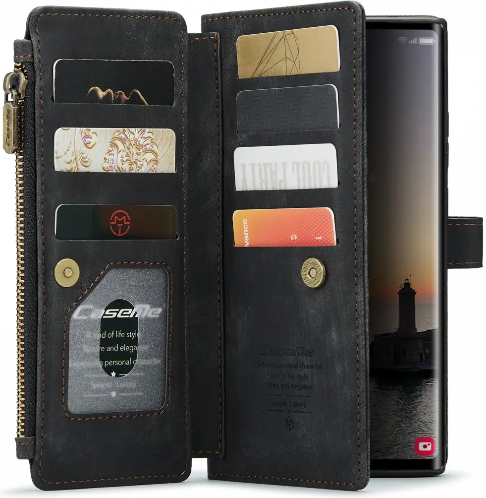 CaseMe C30 Samsung Galaxy S24 Ultra Hoesje Pasjeshouder Zwart afbeelding 1
