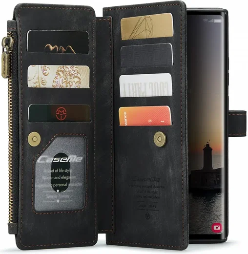 CaseMe C30 Samsung Galaxy S24 Ultra Hoesje Pasjeshouder Zwart afbeelding 1