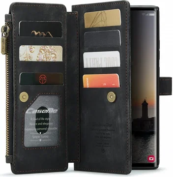 CaseMe C30 Samsung Galaxy S24 Ultra Hoesje Pasjeshouder Zwart