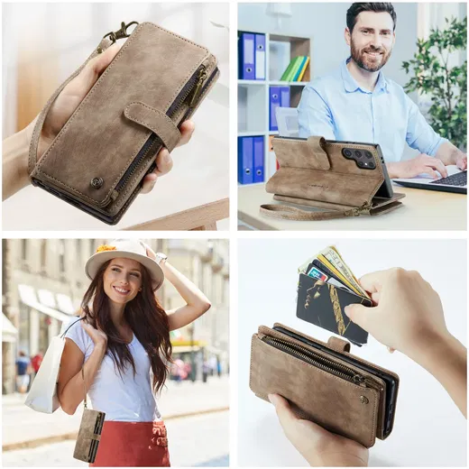 CaseMe C30 Samsung Galaxy S24 Ultra Hoesje Pasjeshouder Bruin afbeelding 10