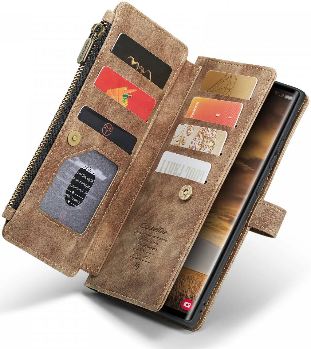 CaseMe C30 Samsung Galaxy S24 Ultra Hoesje Pasjeshouder Bruin afbeelding 19