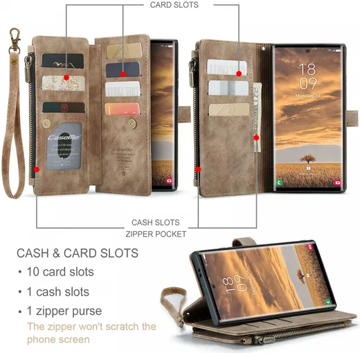 CaseMe C30 Samsung Galaxy S24 Ultra Hoesje Pasjeshouder Bruin afbeelding 5