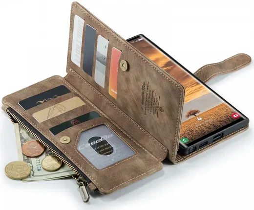 CaseMe C30 Samsung Galaxy S24 Ultra Hoesje Pasjeshouder Bruin afbeelding 8