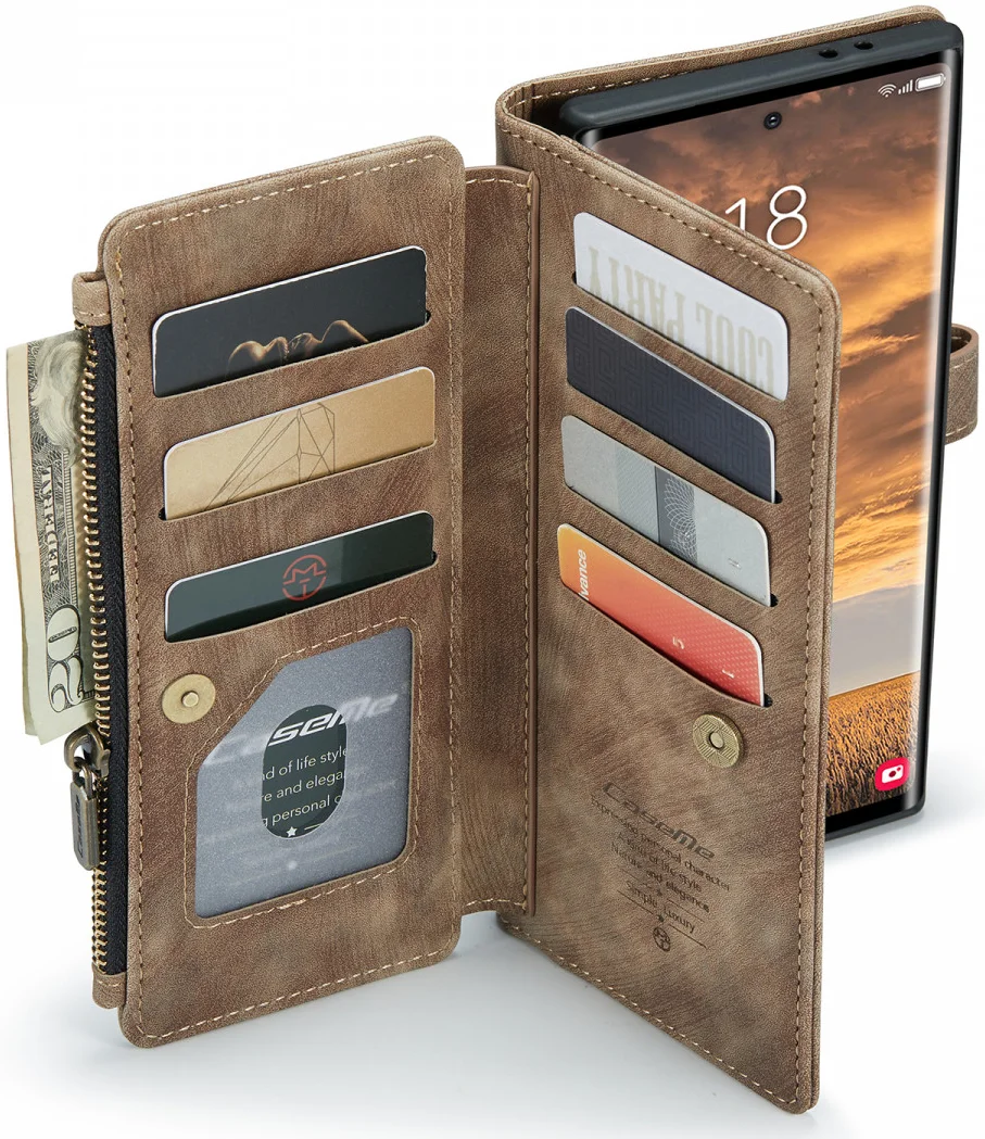 CaseMe C30 Samsung Galaxy S24 Ultra Hoesje Pasjeshouder Bruin afbeelding 9