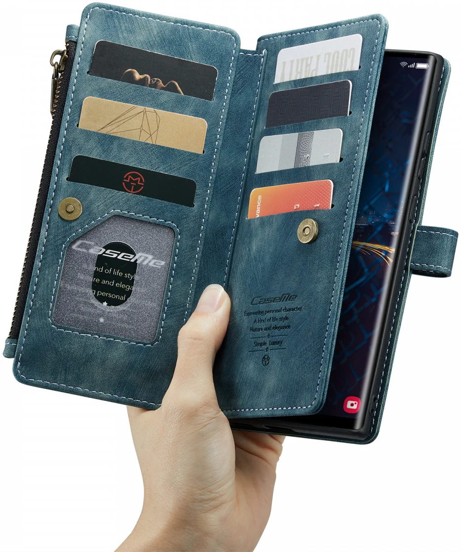 CaseMe C30 Samsung Galaxy S24 Ultra Hoesje Pasjeshouder Blauw afbeelding 12