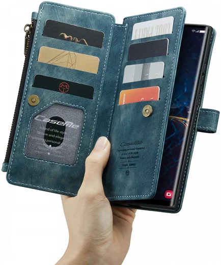 CaseMe C30 Samsung Galaxy S24 Ultra Hoesje Pasjeshouder Blauw afbeelding 12