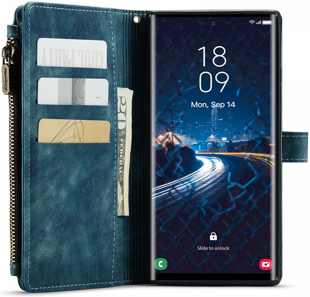 CaseMe C30 Samsung Galaxy S24 Ultra Hoesje Pasjeshouder Blauw afbeelding 2