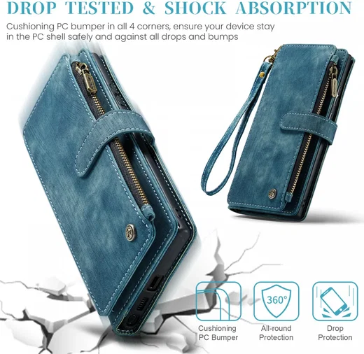 CaseMe C30 Samsung Galaxy S24 Ultra Hoesje Pasjeshouder Blauw afbeelding 7