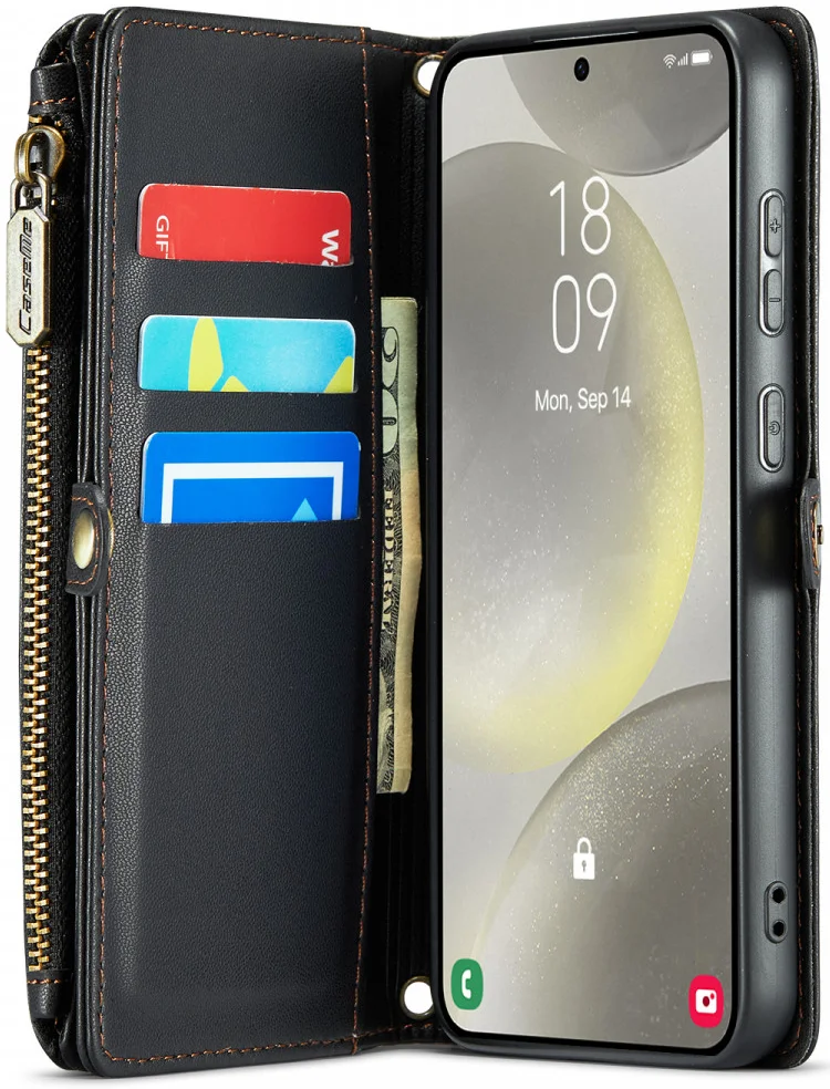 CaseMe C36 Samsung Galaxy S24 Hoesje Zipper Book Case Zwart afbeelding 12