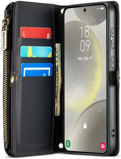 CaseMe C36 Samsung Galaxy S24 Hoesje Zipper Book Case Zwart afbeelding 12
