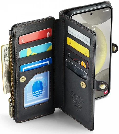 CaseMe C36 Samsung Galaxy S24 Hoesje Zipper Book Case Zwart afbeelding 16
