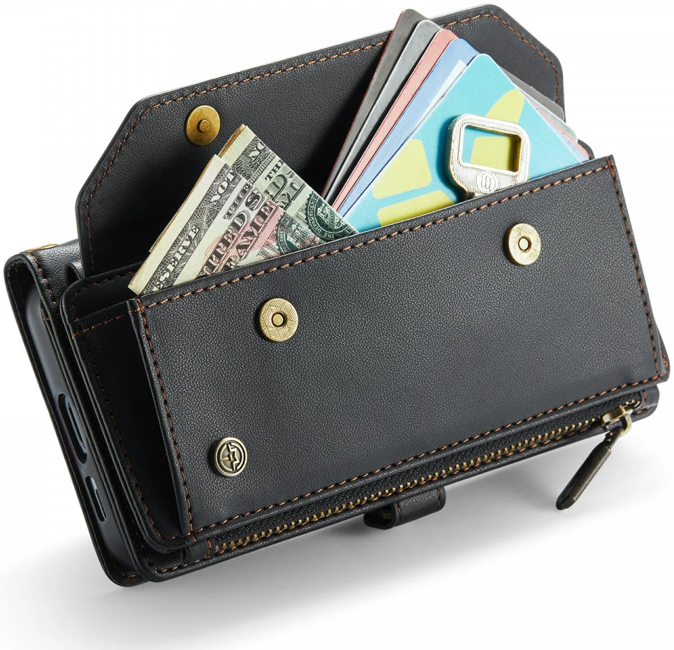 CaseMe C36 Samsung Galaxy S24 Hoesje Zipper Book Case Zwart afbeelding 17