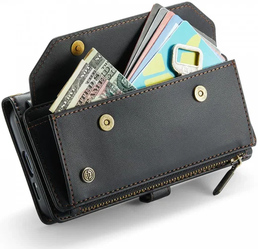 CaseMe C36 Samsung Galaxy S24 Hoesje Zipper Book Case Zwart afbeelding 17