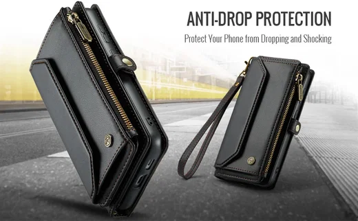 CaseMe C36 Samsung Galaxy S24 Hoesje Zipper Book Case Zwart afbeelding 8
