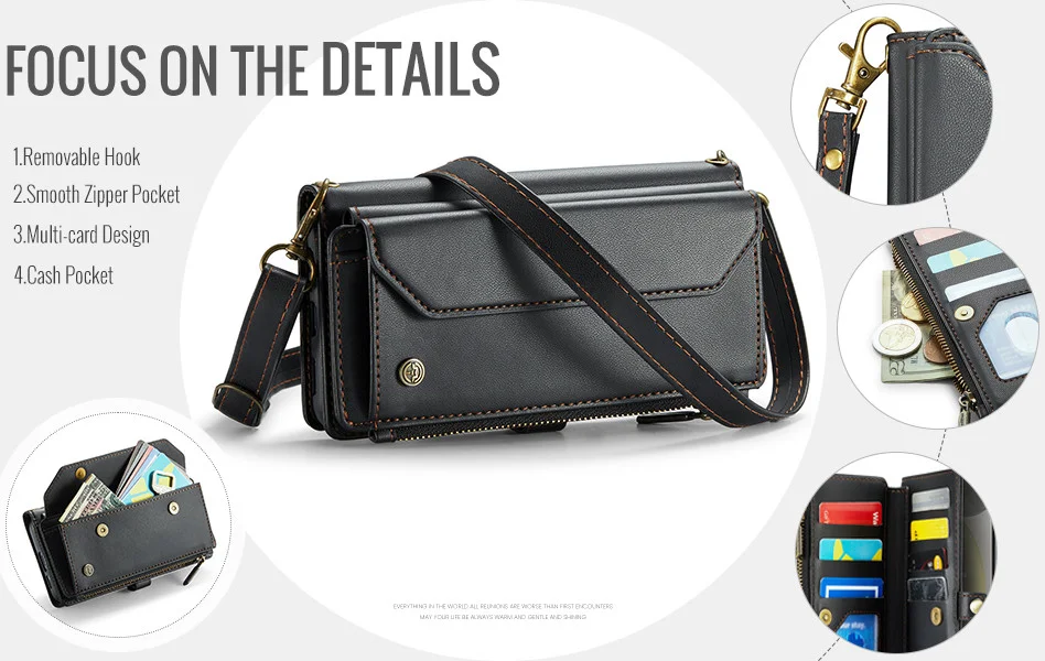 CaseMe C36 Samsung Galaxy S24 Hoesje Zipper Book Case Zwart afbeelding 9