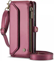 CaseMe C36 Samsung Galaxy S24 Hoesje Zipper Book Case Rood afbeelding