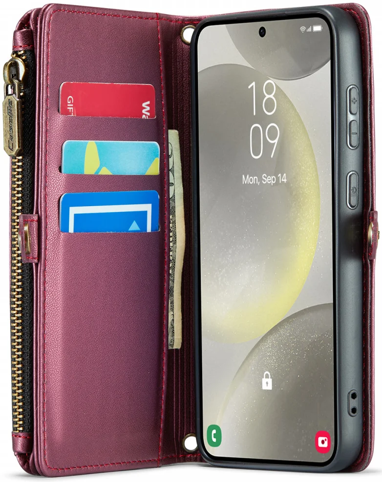 CaseMe C36 Samsung Galaxy S24 Hoesje Zipper Book Case Rood afbeelding 12