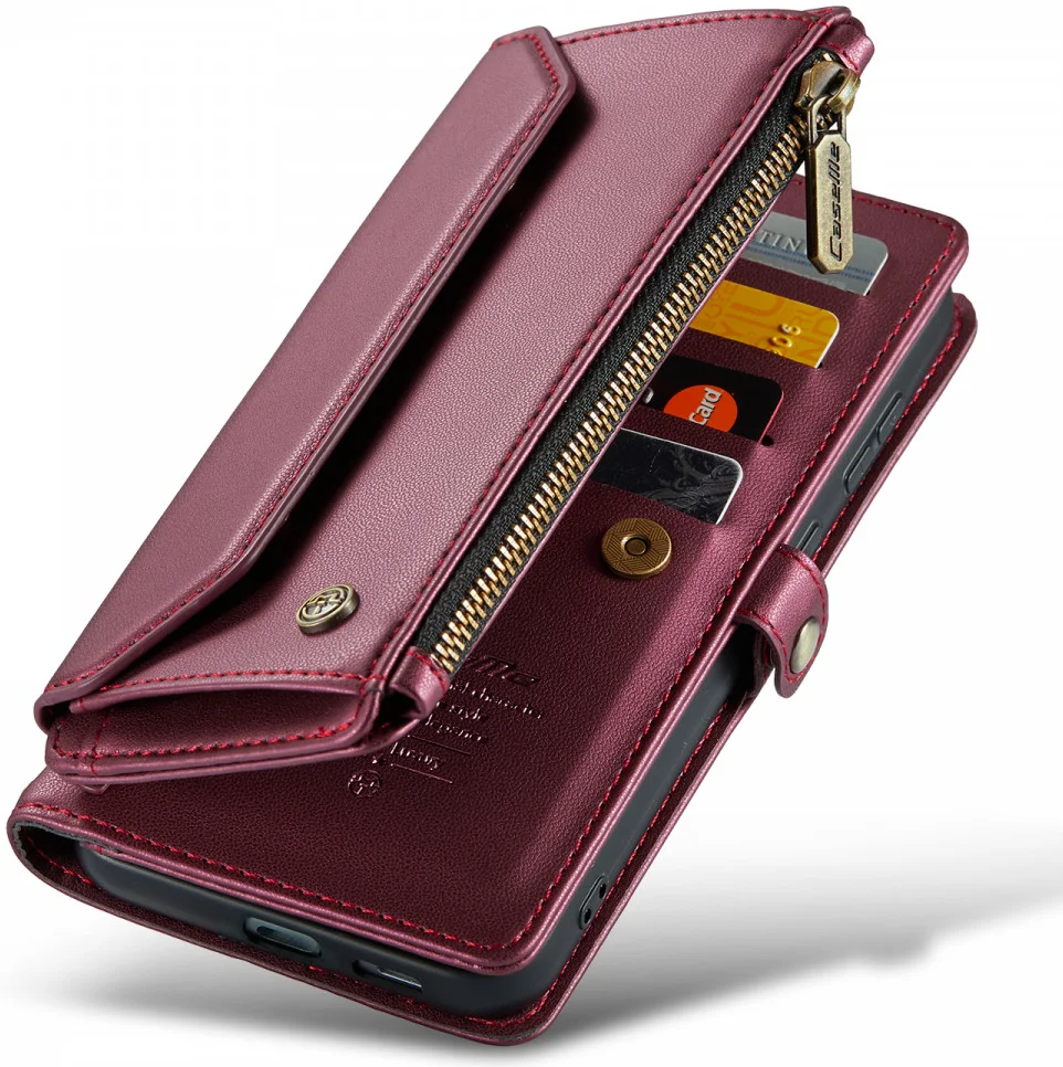 CaseMe C36 Samsung Galaxy S24 Hoesje Zipper Book Case Rood afbeelding 13