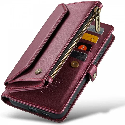CaseMe C36 Samsung Galaxy S24 Hoesje Zipper Book Case Rood afbeelding 13