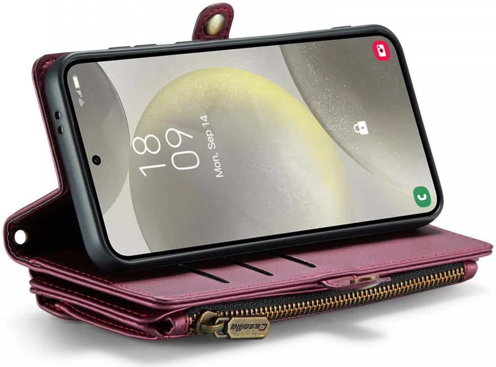CaseMe C36 Samsung Galaxy S24 Hoesje Zipper Book Case Rood afbeelding 15