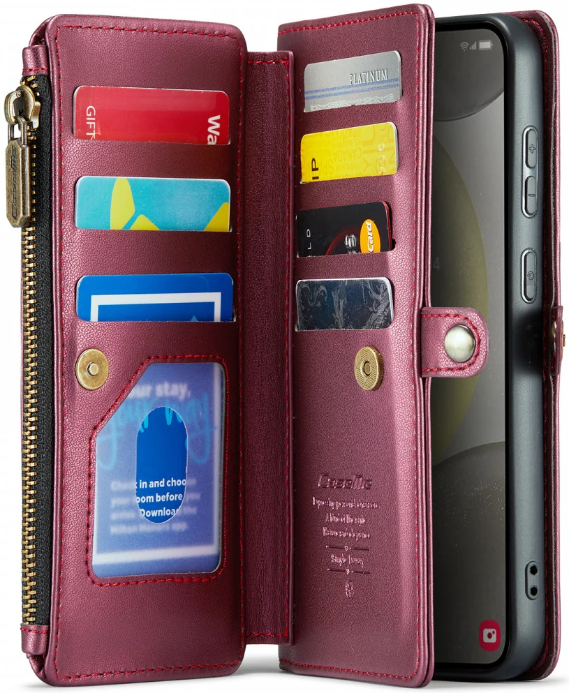 CaseMe C36 Samsung Galaxy S24 Hoesje Zipper Book Case Rood afbeelding 16