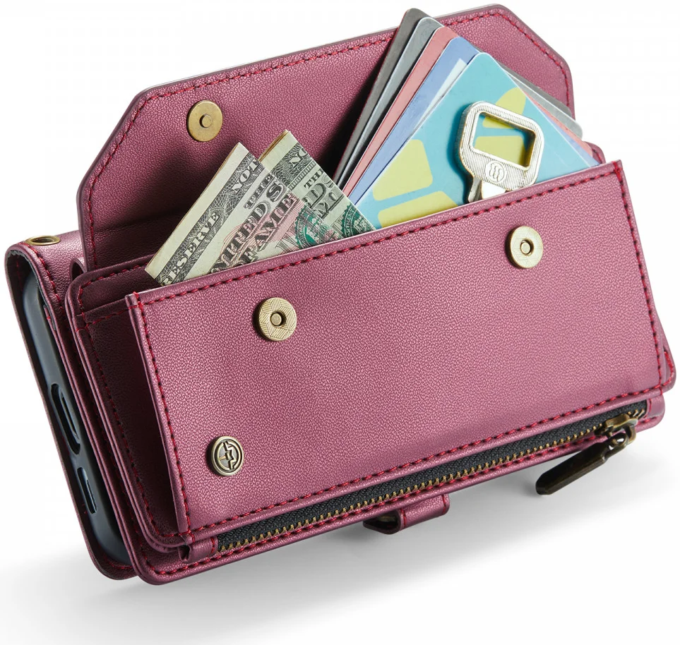 CaseMe C36 Samsung Galaxy S24 Hoesje Zipper Book Case Rood afbeelding 17