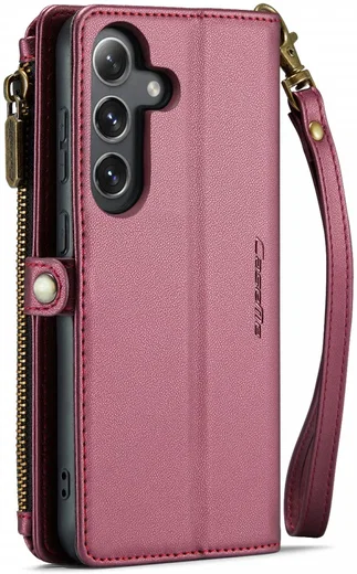CaseMe C36 Samsung Galaxy S24 Hoesje Zipper Book Case Rood afbeelding 2