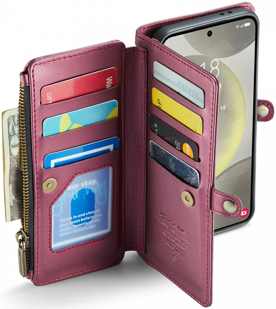 CaseMe C36 Samsung Galaxy S24 Hoesje Zipper Book Case Rood afbeelding 3