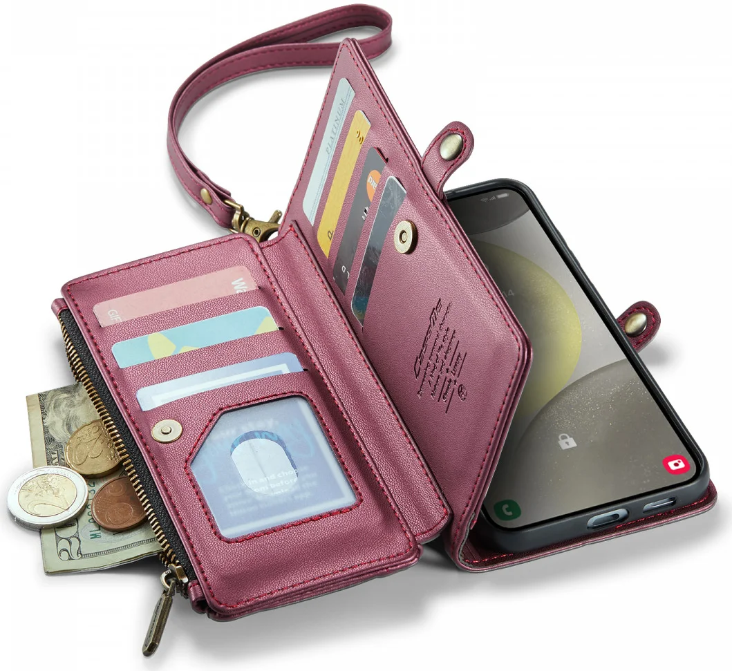 CaseMe C36 Samsung Galaxy S24 Hoesje Zipper Book Case Rood afbeelding 7
