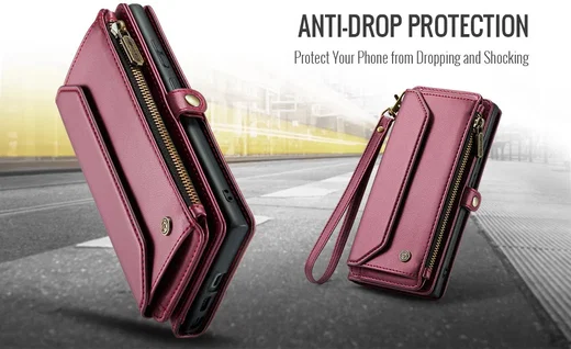 CaseMe C36 Samsung Galaxy S24 Hoesje Zipper Book Case Rood afbeelding 8