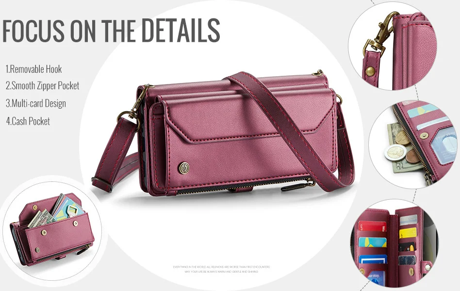 CaseMe C36 Samsung Galaxy S24 Hoesje Zipper Book Case Rood afbeelding 9