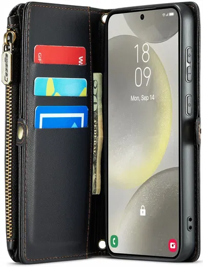 CaseMe C36 Samsung Galaxy S24 Plus Hoesje Zipper Book Case Zwart afbeelding 12