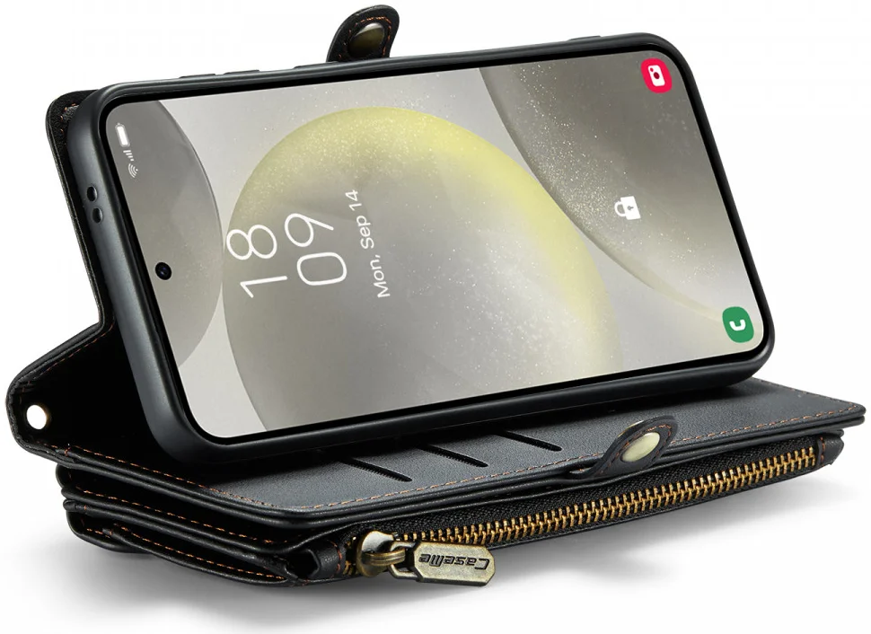 CaseMe C36 Samsung Galaxy S24 Plus Hoesje Zipper Book Case Zwart afbeelding 15