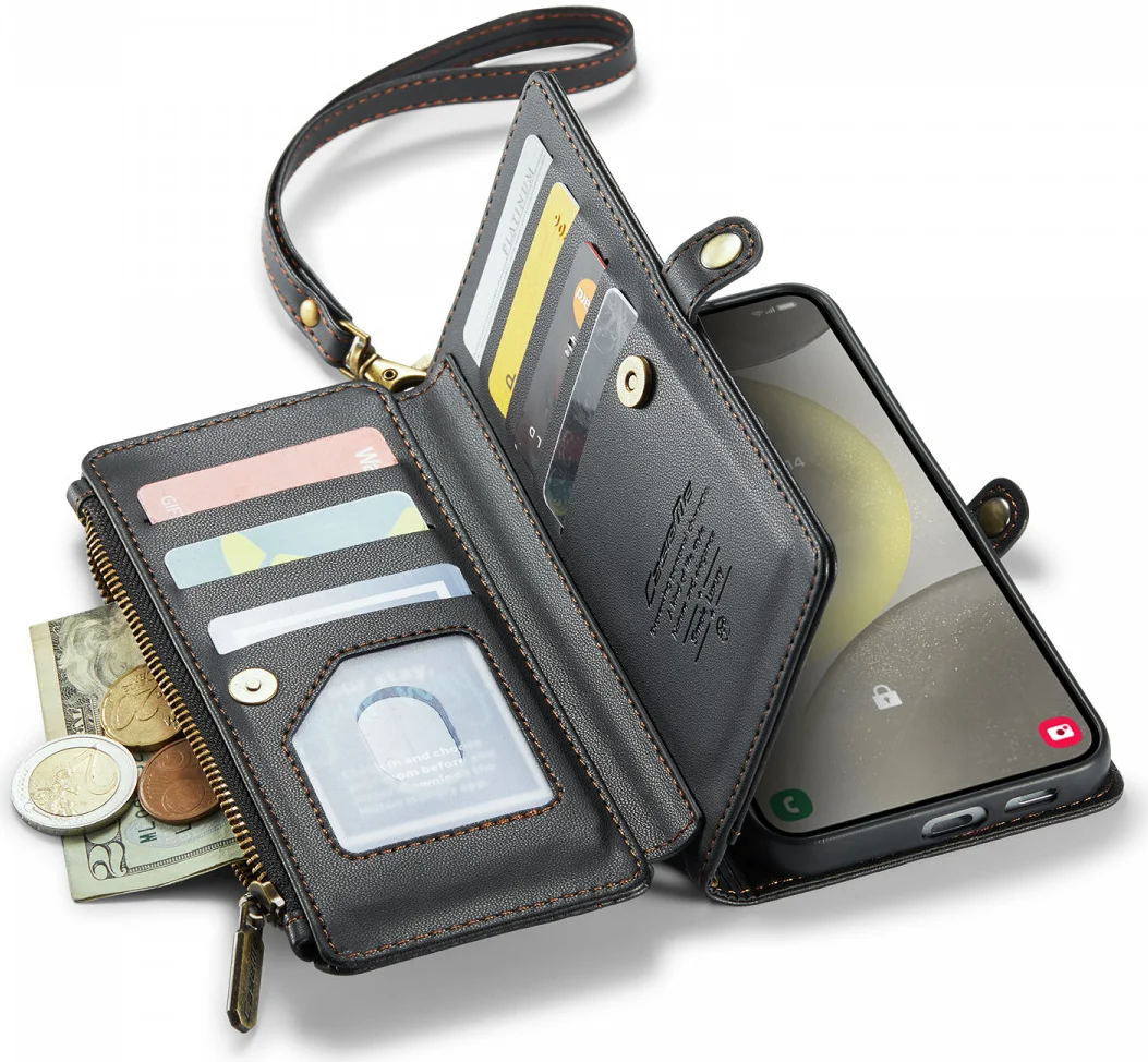 CaseMe C36 Samsung Galaxy S24 Plus Hoesje Zipper Book Case Zwart afbeelding 7