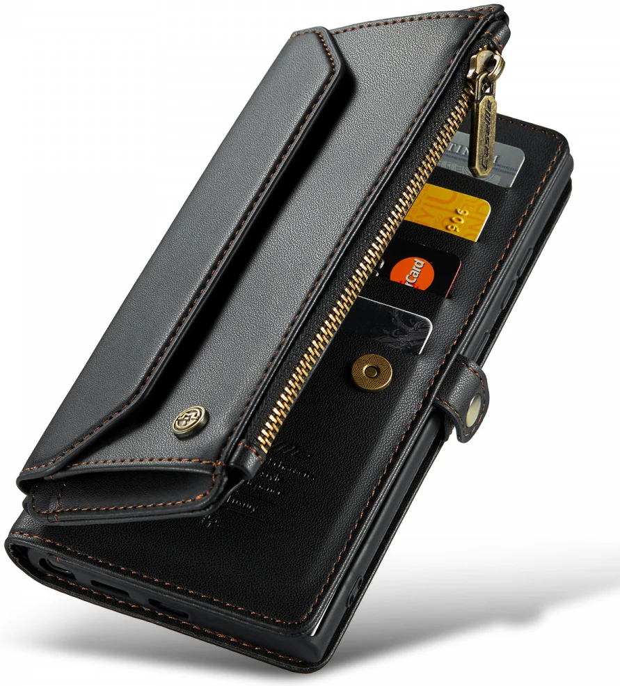 CaseMe C36 Samsung Galaxy S24 Ultra Hoesje Zipper Book Case Zwart afbeelding 13