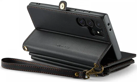 CaseMe C36 Samsung Galaxy S24 Ultra Hoesje Zipper Book Case Zwart afbeelding 14