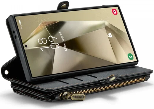 CaseMe C36 Samsung Galaxy S24 Ultra Hoesje Zipper Book Case Zwart afbeelding 15